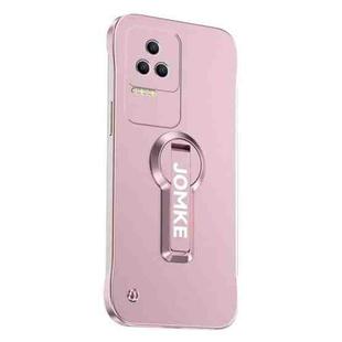 For Redmi K50 Baking Varnish 360 Rotate Holder No Frame PC Phone Case(Pink)