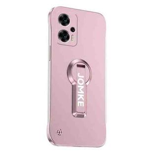 For Redmi Note 12T Pro Baking Varnish 360 Rotate Holder No Frame PC Phone Case(Pink)