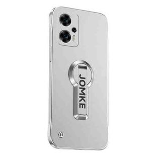 For Redmi Note 12T Pro Baking Varnish 360 Rotate Holder No Frame PC Phone Case(Silver)