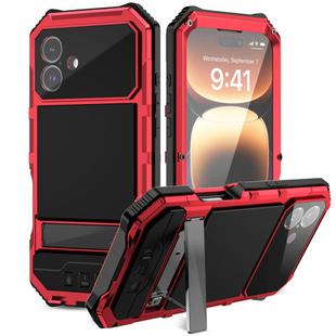 For iPhone 16 Plus R-JUST Life Waterproof Dustproof Shockproof Holder Phone Case(Red)