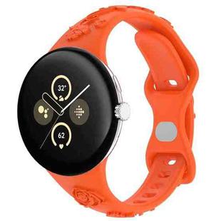 For Google Pixel Watch 3 41mm Laser Engraved Texture Silicone Watch Band(Orange)