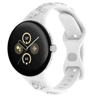 For Google Pixel Watch 3 41mm Laser Engraved Texture Silicone Watch Band(White)