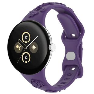 For Google Pixel Watch 3 41mm Laser Engraved Texture Silicone Watch Band(Purple)