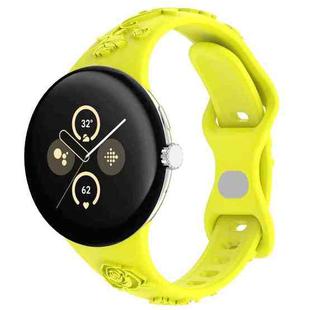 For Google Pixel Watch 3 41mm Laser Engraved Texture Silicone Watch Band(Yellow)