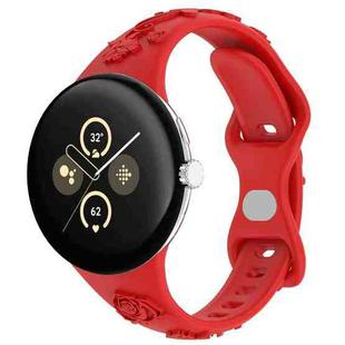 For Google Pixel Watch 3 41mm Laser Engraved Texture Silicone Watch Band(Red)