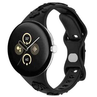 For Google Pixel Watch 3 41mm Laser Engraved Texture Silicone Watch Band(Black)