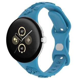 For Google Pixel Watch 3 41mm Laser Engraved Texture Silicone Watch Band(Ocean Blue)