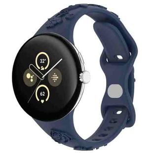 For Google Pixel Watch 3 41mm Laser Engraved Texture Silicone Watch Band(Navy Blue)