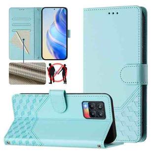 For Realme 8 4G / 8 Pro 4G Honeycomb Embossing RFID Leather Phone Case(Mint Green)