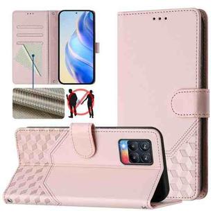 For Realme 8 4G / 8 Pro 4G Honeycomb Embossing RFID Leather Phone Case(Pink)