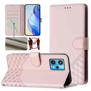 For Realme 9 Pro+ 5G / 9 4G Global Honeycomb Embossing RFID Leather Phone Case(Pink)