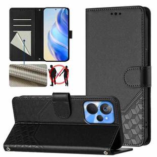 For Realme 10T 5G / 10S 5G / 9i India Honeycomb Embossing RFID Leather Phone Case(Black)