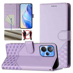 For Realme 10T 5G / 10S 5G / 9i India Honeycomb Embossing RFID Leather Phone Case(Light Purple)