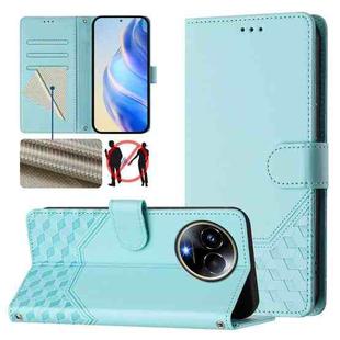 For Realme 11 5G Global / 11x 5G / C67 India Honeycomb Embossing RFID Leather Phone Case(Mint Green)