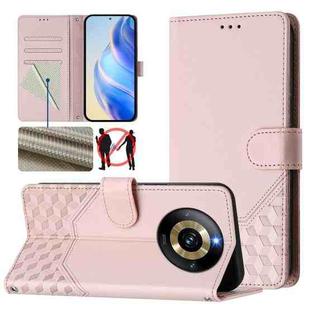 For Realme Narzo 60 Pro Honeycomb Embossing RFID Leather Phone Case(Pink)