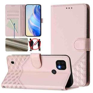 For Realme C20 / C11 / C21 Honeycomb Embossing RFID Leather Phone Case(Pink)