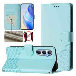 For Realme C65 4G Global Honeycomb Embossing RFID Leather Phone Case(Mint Green)