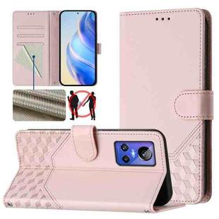 For Realme GT Neo 3 Honeycomb Embossing RFID Leather Phone Case(Pink)