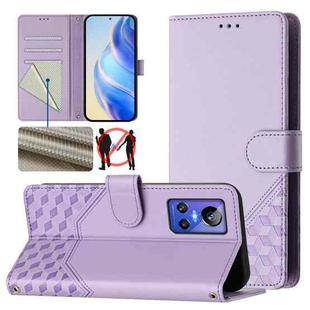 For Realme GT Neo 3 Honeycomb Embossing RFID Leather Phone Case(Light Purple)