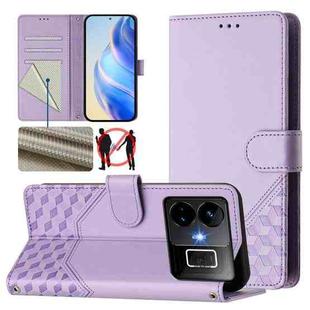 For Realme GT3  / GT5 240W Honeycomb Embossing RFID Leather Phone Case(Light Purple)