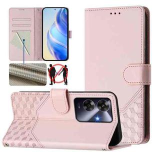 For Realme Note 60 4G Global / C61 India Honeycomb Embossing RFID Leather Phone Case(Pink)