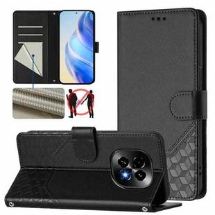 For Realme C63 5G Global Honeycomb Embossing RFID Leather Phone Case(Black)