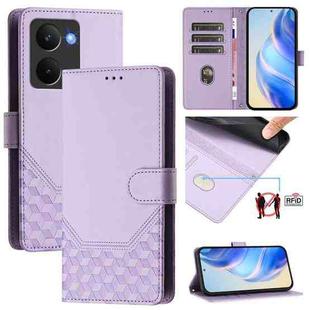 For Realme P3 Ultra 5G Honeycomb Embossing RFID Leather Phone Case(Light Purple)