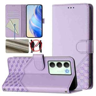 For Realme 14x Global / V70 5G / C75 5G Honeycomb Embossing RFID Leather Phone Case(Light Purple)