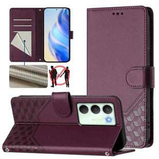 For Realme 14x Global / V70 5G / C75 5G Honeycomb Embossing RFID Leather Phone Case(Violet)