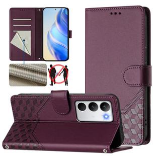 For Realme C71 4G Global Honeycomb Embossing RFID Leather Phone Case(Violet)