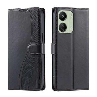 For Redmi 13C Voltage Ultra-thin Dot Leather Phone Case(Black)