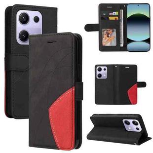 For Xiaomi Poco M6 Pro 4G Global Dual-color Splicing Flip Leather Phone Case(Black)