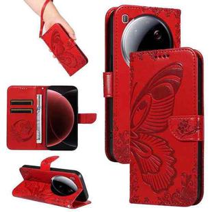 For Xiaomi 15 Ultra 5G Global Swallowtail Butterfly Embossed Leather Phone Case(Red)