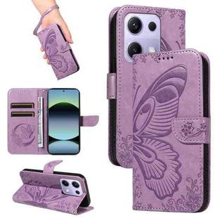 For Xiaomi Poco M6 Pro 4G Global Swallowtail Butterfly Embossed Leather Phone Case(Purple)