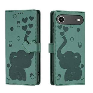 For iPhone 17 Air Cartoon Elephant Embossed Leather Phone Case(Green)