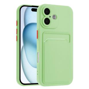 For iPhone 16 Skin Feel Card Contrast Color Button TPU Phone Case(Light Green)