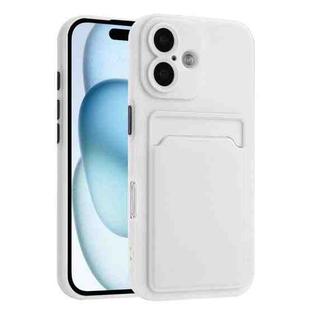 For iPhone 16 Skin Feel Card Contrast Color Button TPU Phone Case(White)