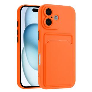 For iPhone 16 Plus Skin Feel Card Contrast Color Button TPU Phone Case(Orange)