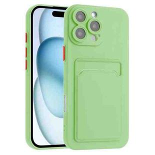 For iPhone 16 Pro Skin Feel Card Contrast Color Button TPU Phone Case(Light Green)