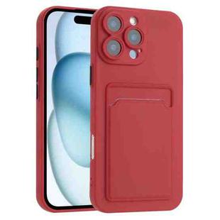 For iPhone 16 Pro Skin Feel Card Contrast Color Button TPU Phone Case(Rose Red)