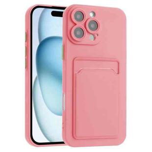 For iPhone 16 Pro Skin Feel Card Contrast Color Button TPU Phone Case(Pink)