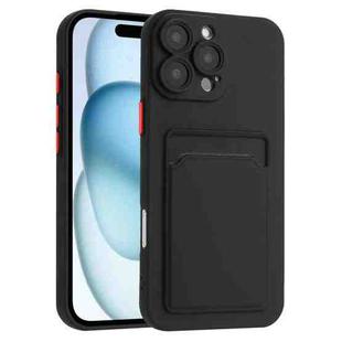 For iPhone 16 Pro Skin Feel Card Contrast Color Button TPU Phone Case(Black)