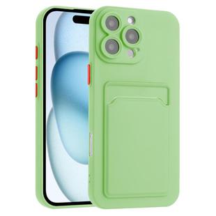 For iPhone 16 Pro Max Skin Feel Card Contrast Color Button TPU Phone Case(Light Green)