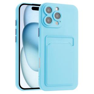 For iPhone 16 Pro Max Skin Feel Card Contrast Color Button TPU Phone Case(Sky Blue)