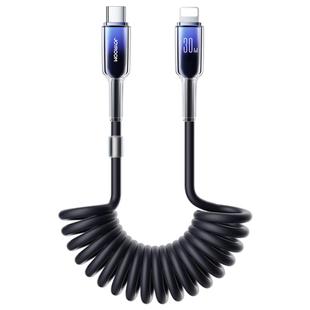 JOYROOM S-A43 30W USB-C / Type-C to 8 Pin Coiled Fast Charging Data Cable, Length:1.5m(Black)