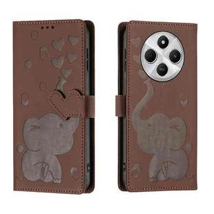 For Xiaomi Poco C75 Cartoon Elephant Embossed Leather Phone Case(Brown)