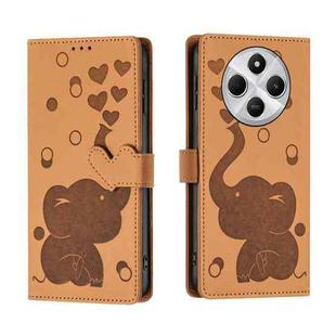 For Xiaomi Poco C75 Cartoon Elephant Embossed Leather Phone Case(Yellow)