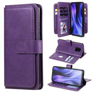 For Xiaomi Redmi 10X 5G / Redmi 10X Pro 5G Multifunctional Magnetic Copper Buckle Horizontal Flip Solid Color Leather Case with 10 Card Slots & Wallet & Holder & Photo Frame(Purple)