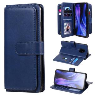 For Xiaomi Redmi 10X 5G / Redmi 10X Pro 5G Multifunctional Magnetic Copper Buckle Horizontal Flip Solid Color Leather Case with 10 Card Slots & Wallet & Holder & Photo Frame(Dark Blue)