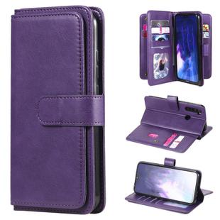 For Xiaomi Redmi Note 8 Multifunctional Magnetic Copper Buckle Horizontal Flip Solid Color Leather Case with 10 Card Slots & Wallet & Holder & Photo Frame(Purple)